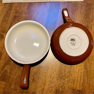 Vintage Hall Brown Stoneware Soup Bowls with Handle #1156 Made in U.S.A.